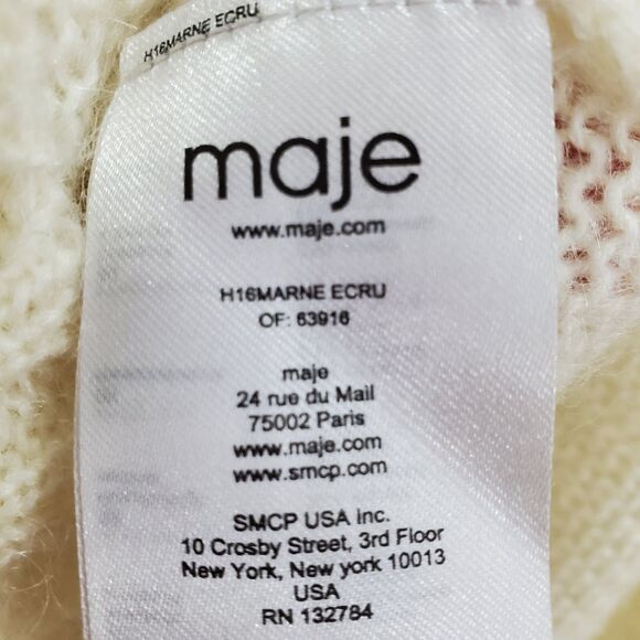 Maje Size 1/S Womens Mohair Crew Sweater Neck Soft White Pullover Old Money Lux - Picture 5 of 9